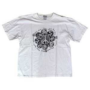 Get! Flower & Peace Symbol Womens T-Shirt Size Large